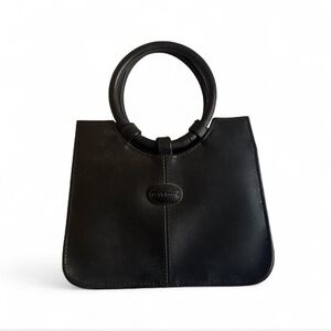 Liz Claiborne Black Leather mini Handbag with round handle